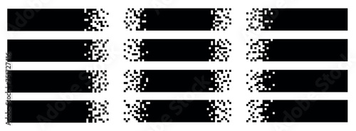 Set of modern pixel banners. Geometric and organic mosaic headers for graphic design template app, banner, page, poster. Vector.