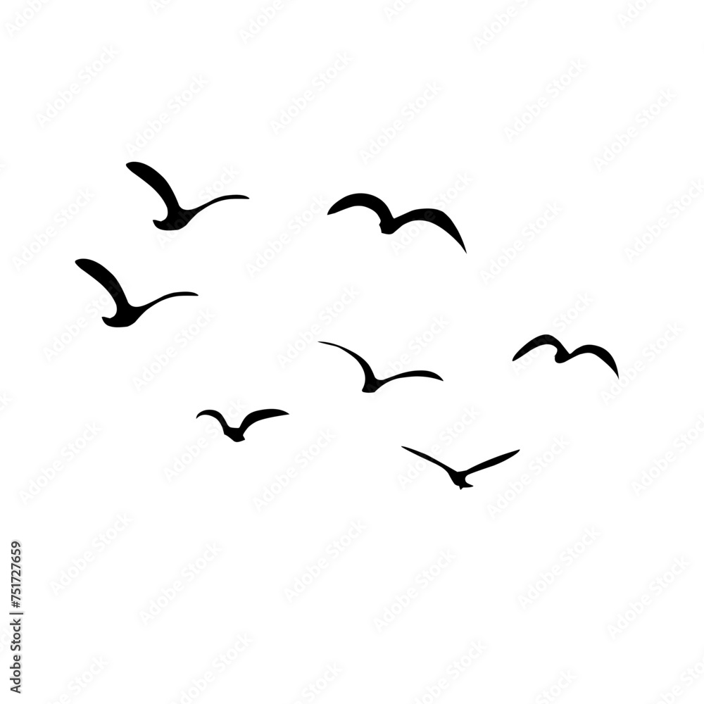 Naklejka premium A Flock of Bird Silhouette