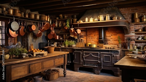 vintage rustic kitchen background © vectorwin