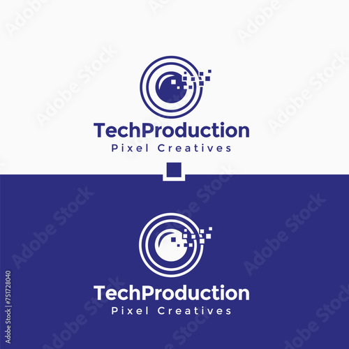 tech logo production logo pixel logo creative logo technology logo camera logo video movie photo lens eye  
