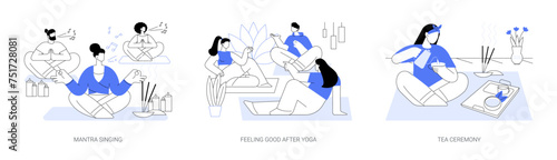 Yoga practice isolated cartoon vector illustrations se