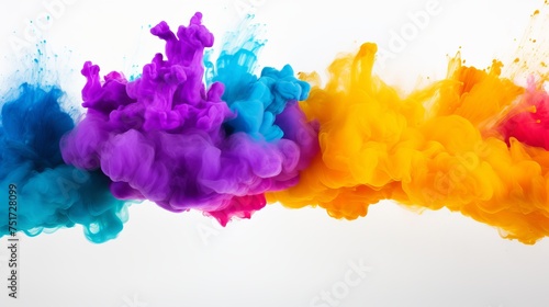 Explosion of Colored Powder on White Background