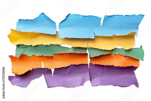 Colorful torn paper pieces collection, cut out - stock png.