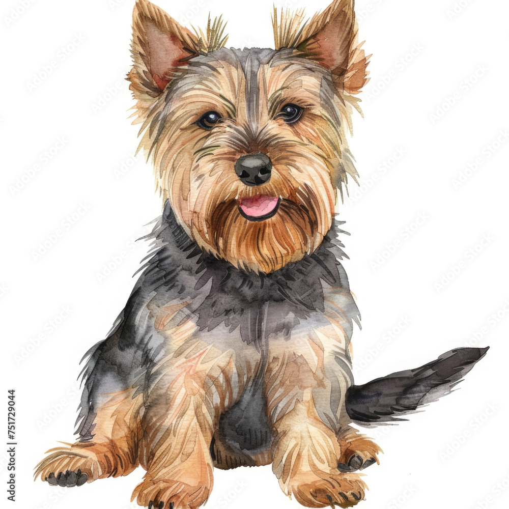 Australian Terrier watercolor white background Australian Terrier watercolor white background