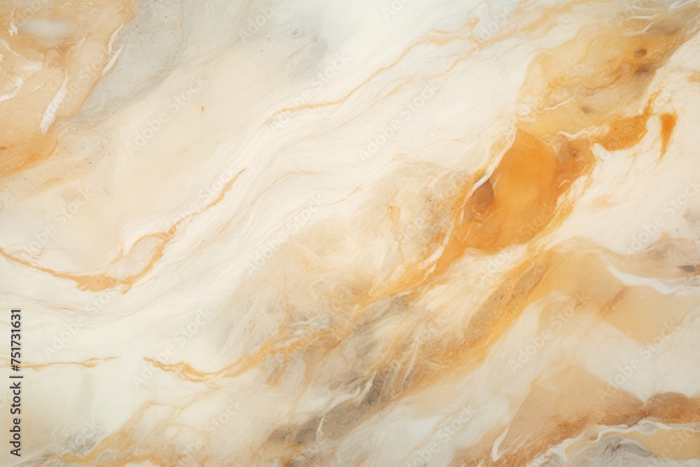 abstract marble texture background, close-up photo showcases a smooth, polished yellow, grey and white marble surface with thin and thick veins running throughout. - obrazy, fototapety, plakaty 