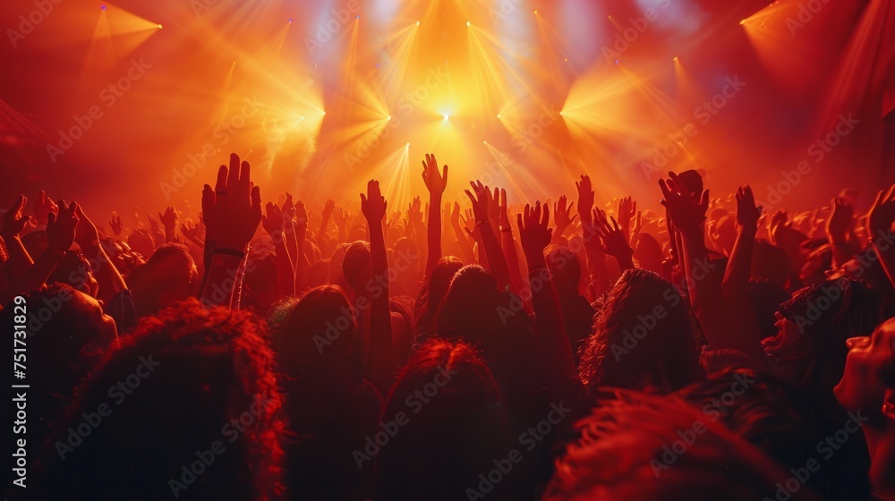 Crowd of People With Raised Hands at Concert