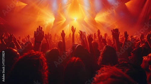 Crowd of People With Raised Hands at Concert