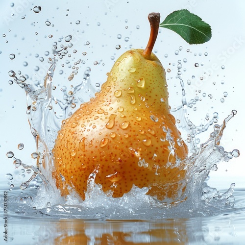 A Pear Splashing Into Water