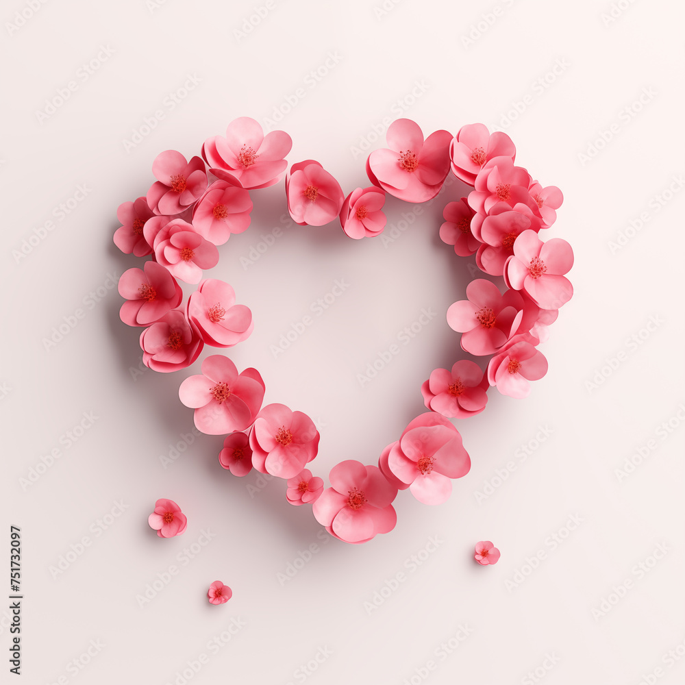 A heart symbol made of flowers, Mother's Day, Women's Day, Valentine's Day and love A heart symbol made of flowers, Mother's Day, Women's Day, Valentine's Day and love