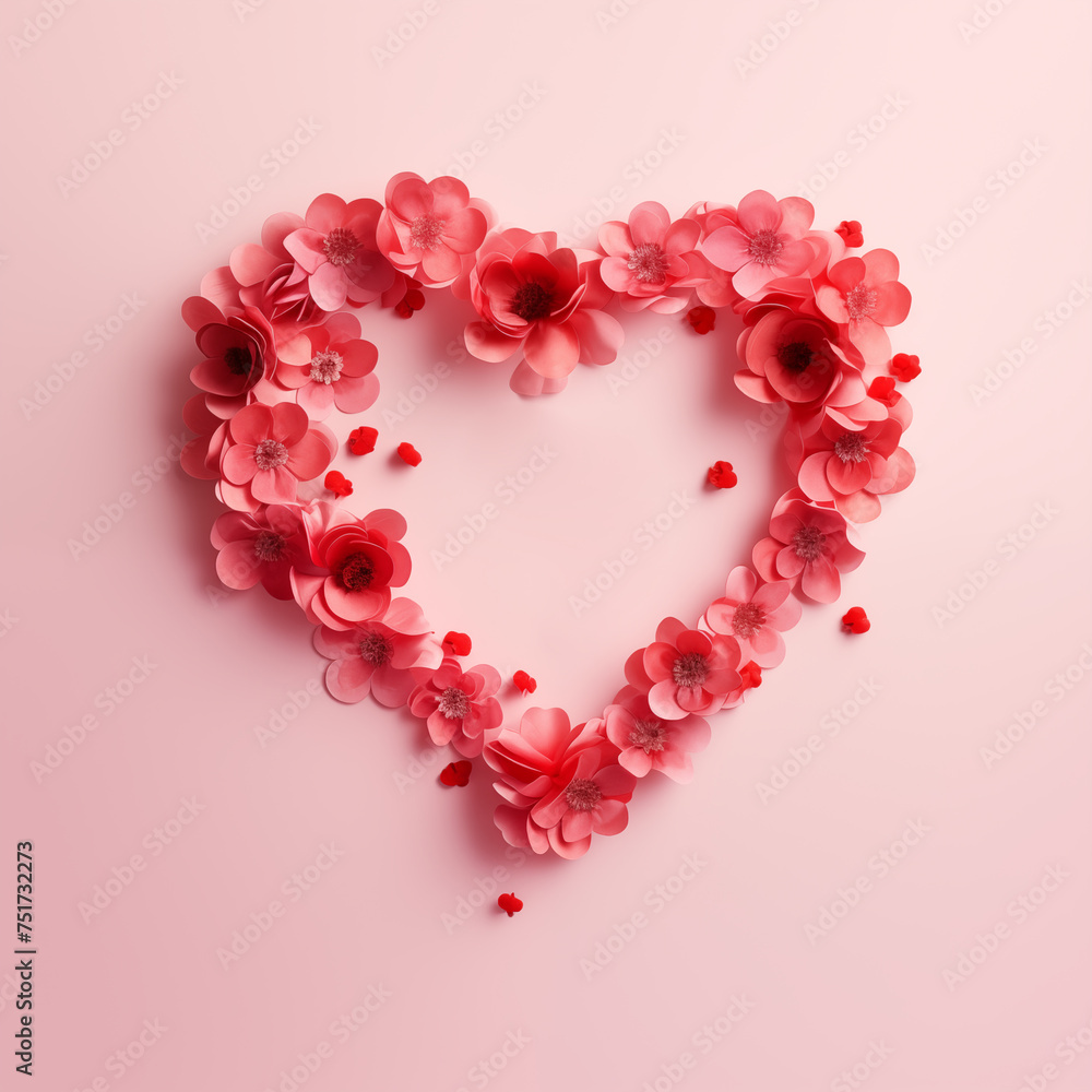 A heart symbol made of flowers, Mother's Day, Women's Day, Valentine's Day and love A heart symbol made of flowers, Mother's Day, Women's Day, Valentine's Day and love