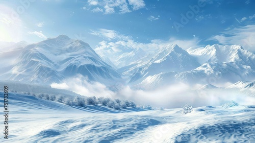 landscape snowy mountain background © vectorwin