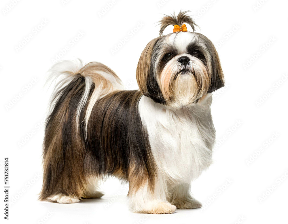 shih tzu stehend isoliert auf weißen Hintergrund, Freisteller