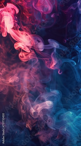 Colorful purple smoke on a black background. Background from the smoke of vape