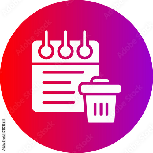Trash Can Glyph Circle Gradient Icon