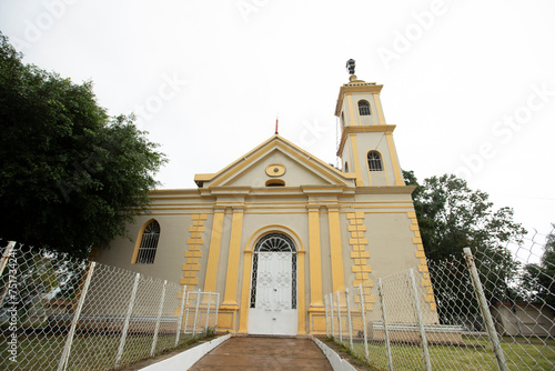 Monsoon rain falls on a church in central downtown area of Huatusco de Chicuellar, Veracruz, Mexico. photo