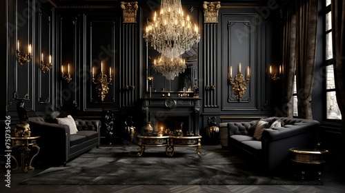 sophisticated black interior room