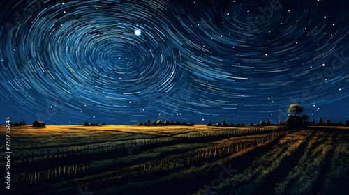 At night crop circles in the sky by Vincent van gog photo