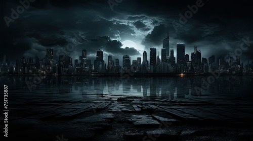 mysterious black city background