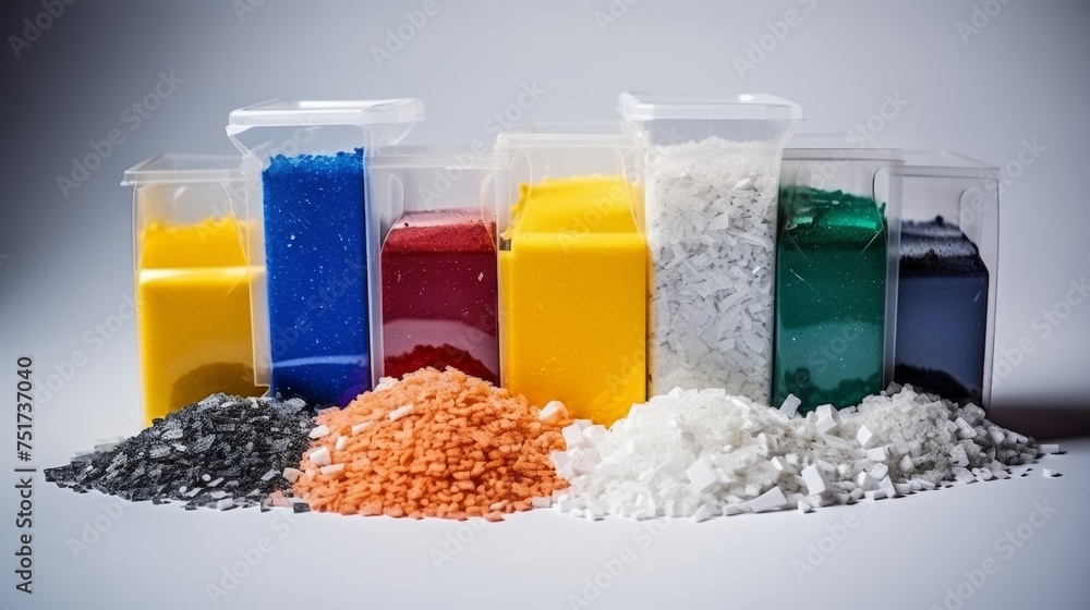 Recycled crushed plastic granules turned into new reused material Recycled crushed plastic granules turned into new reused material