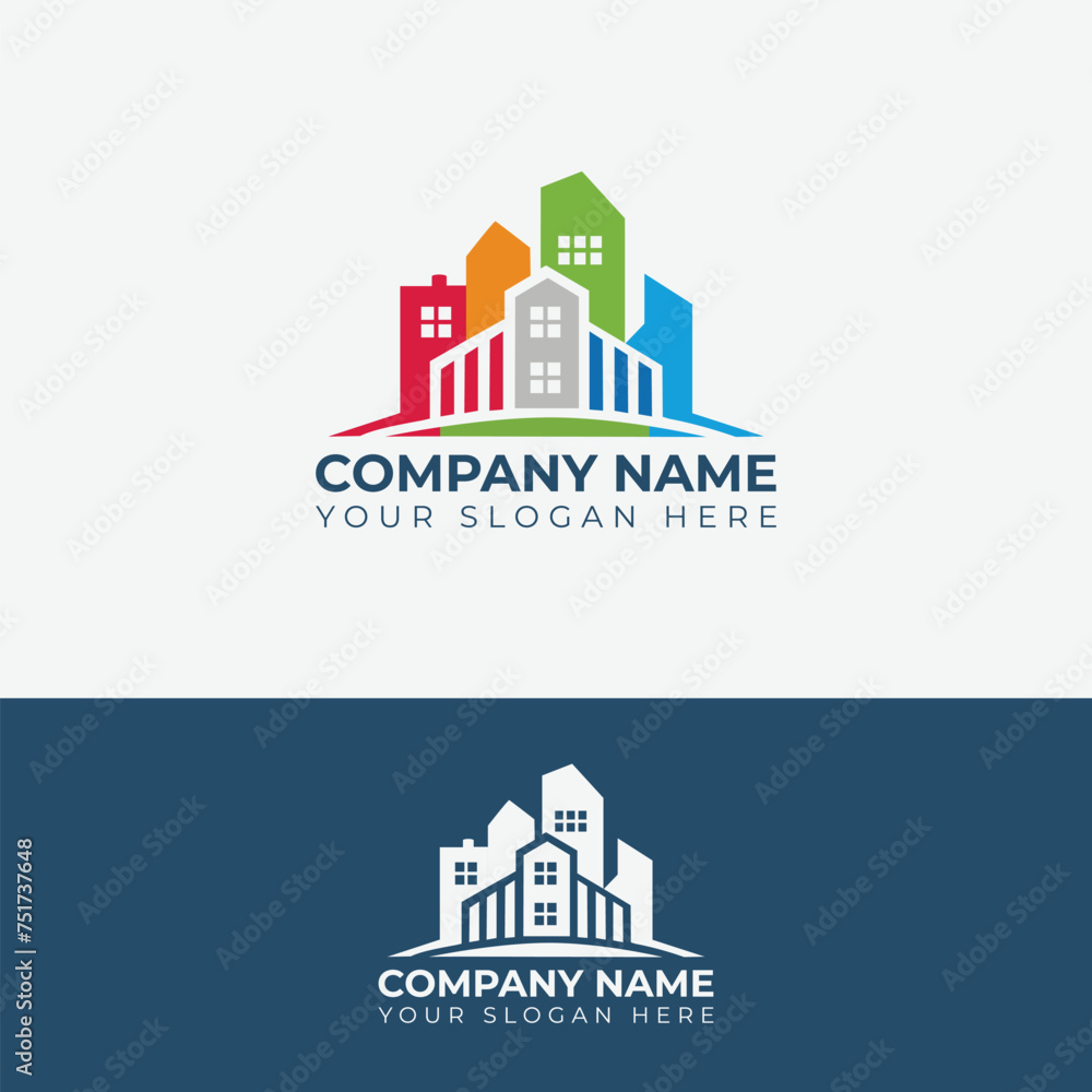 Simple real estate logo icon with abstract Building logo shape
