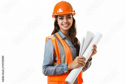 Beautiful woman civil engineer is posing for success