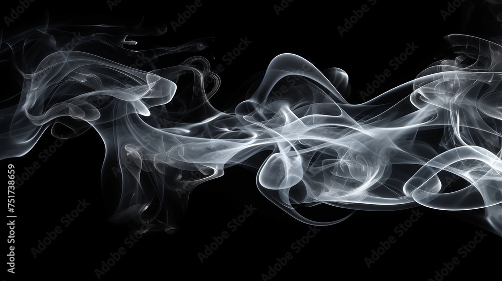 Smoke Fragments Set Against Black Background Smoke Fragments Set Against Black Background