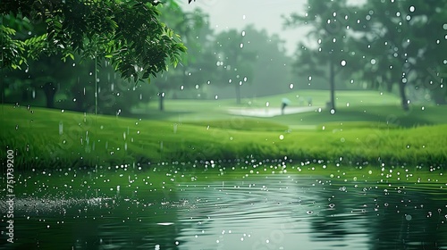 wet rain golf course photo