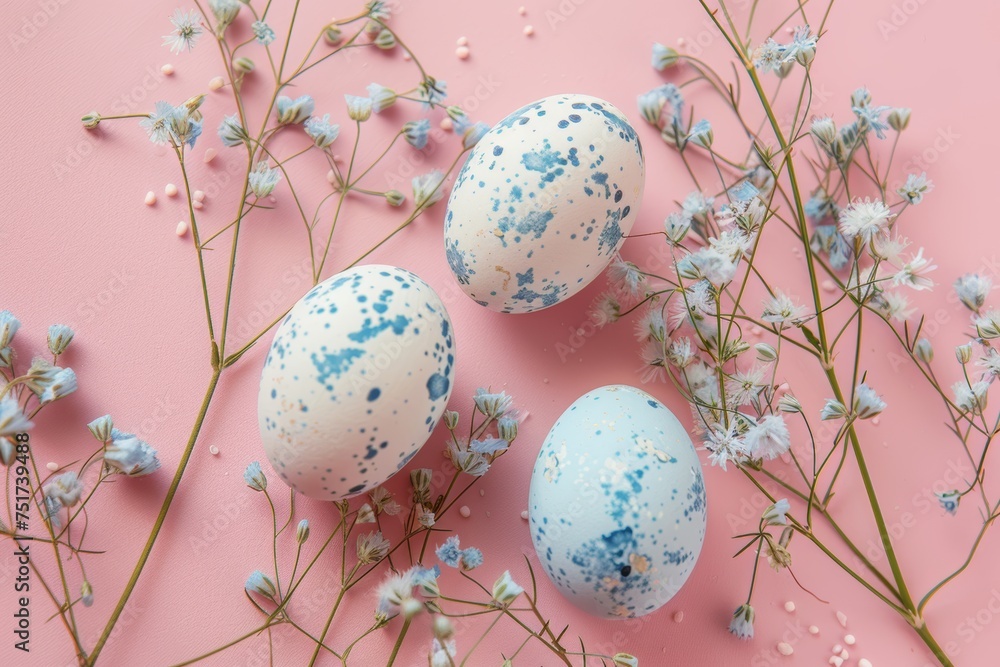easter egg and flowers collage on pink background easter egg and flowers collage on pink background