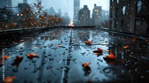 wet rainy rooftop