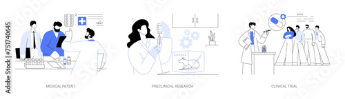 Pills production abstract concept vector illustrations.