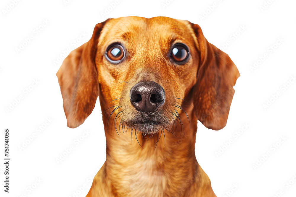 Profile of a tan dachshund, cut out - stock png.
