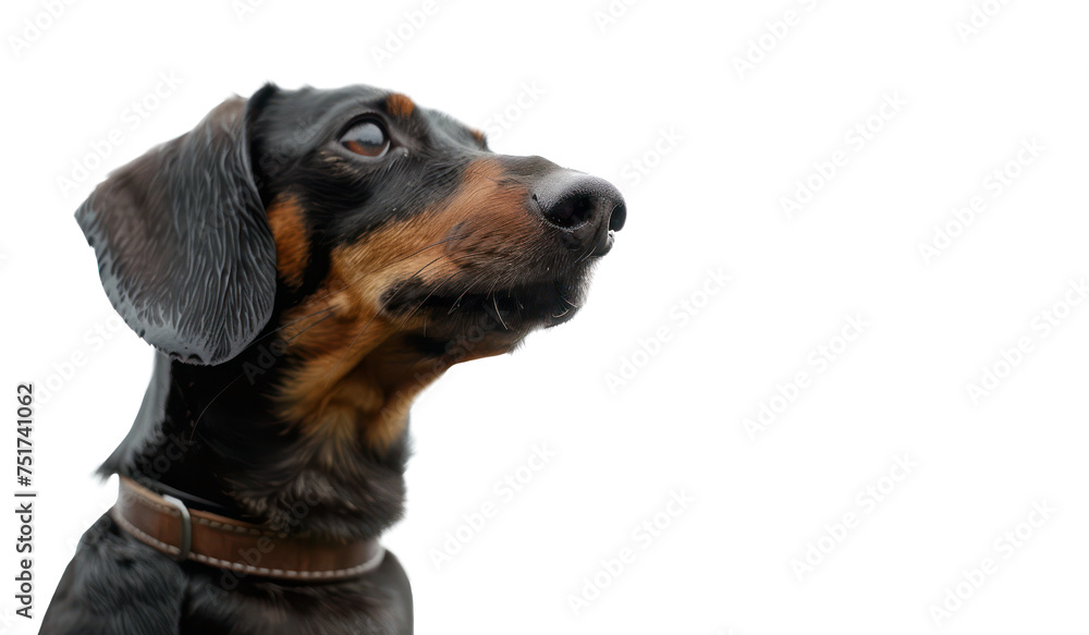 Profile of a black and tan dachshund, cut out - stock png.