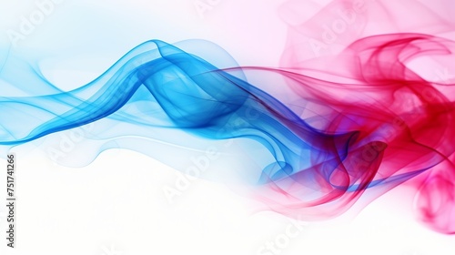 Vibrant Pink and Blue Smoke Whiffs and Swirls - Colorful Incense Against White Background