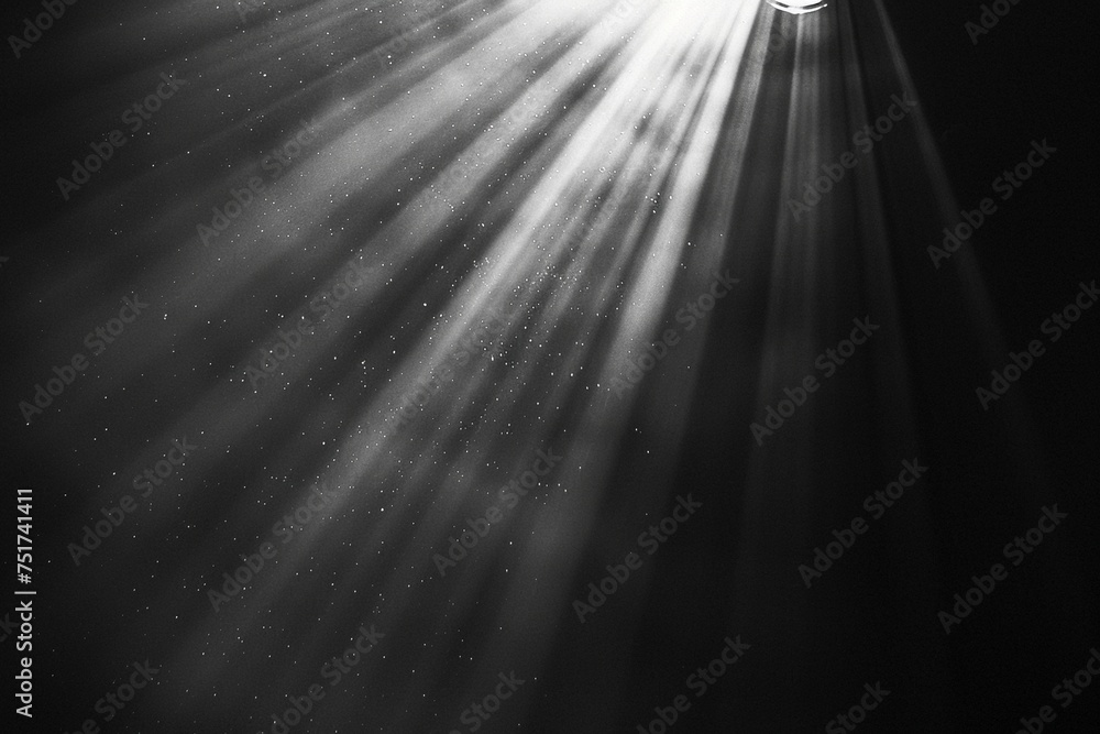 An enchanting lens flare radiating against the depth of a black background - obrazy, fototapety, plakaty 