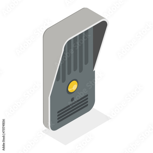 3D Isometric Flat Vector Set of Intercom Equipment Items, Security System. Item 2