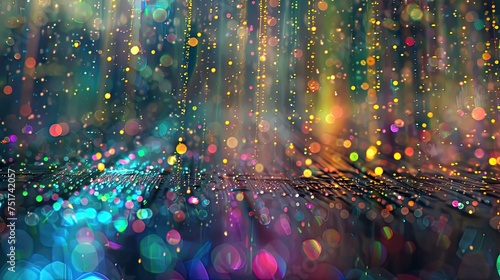 mystical magic rain of sparkling glittery particles
