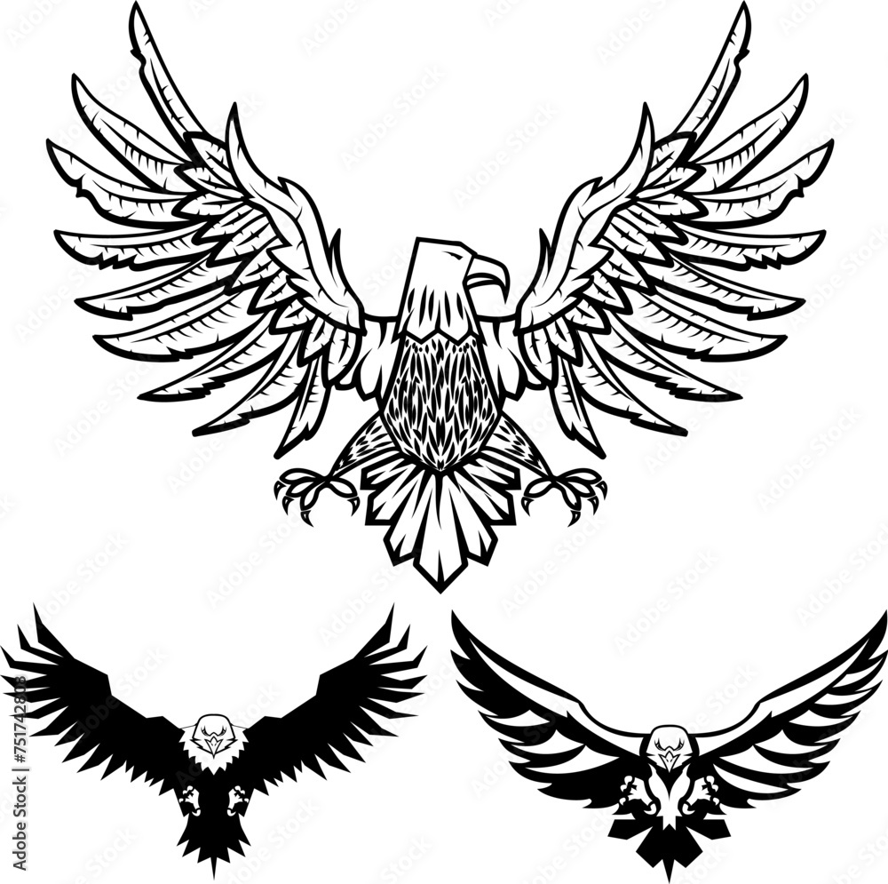 Set of eagles. Design elements for logo, label, emblem, badge template. Set of eagles. Design elements for logo, label, emblem, badge template.