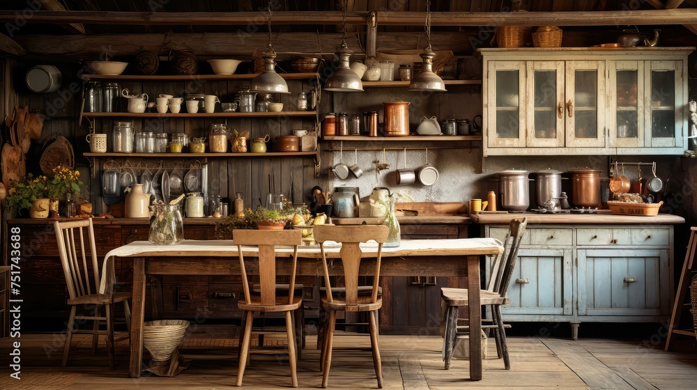 vintage rustic kitchen background