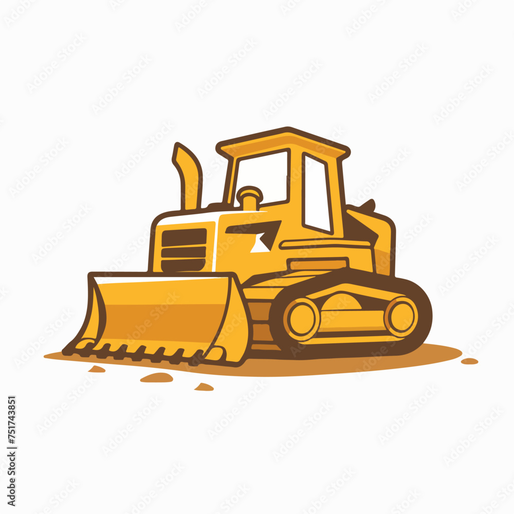 Naklejka premium Bulldozer in cartoon, doodle style. Image for t-shirt, web, mobile apps and ui. Isolated 2d vector illustration in logo, icon, sketch style, Eps 10. AI Generative
