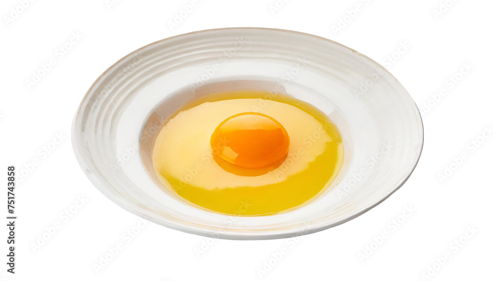 Raw egg yolk on white plate. on transparent background. Raw egg yolk on white plate. on transparent background.