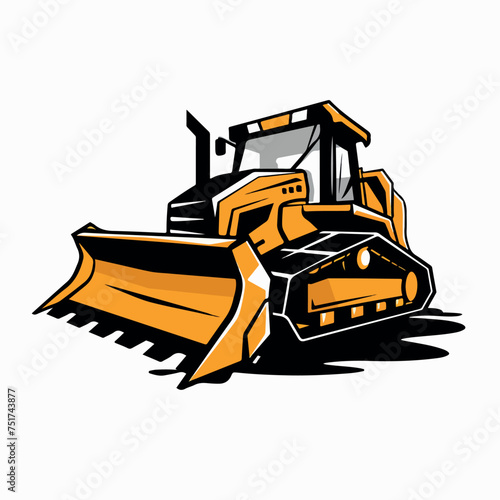 Bulldozer in cartoon, doodle style. Image for t-shirt, web, mobile apps and ui. Isolated 2d vector illustration in logo, icon, sketch style, Eps 10. AI Generative