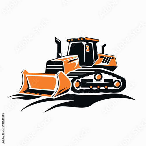 Bulldozer in cartoon, doodle style. Image for t-shirt, web, mobile apps and ui. Isolated 2d vector illustration in logo, icon, sketch style, Eps 10. AI Generative