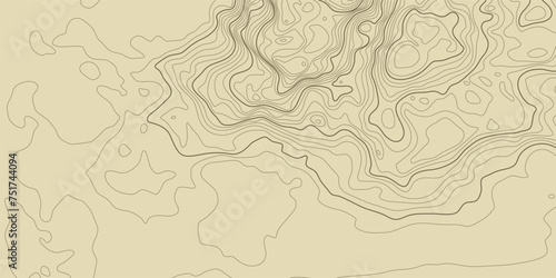 Topographic pattern texture. Brown contours on beige background. vector topography. Geographic mountain topographic. Map on land strok terrain. Elevation on graphic height lines. Vector Illustration.