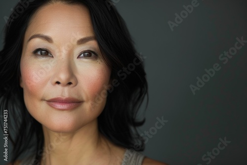 Asian woman 50 years old close-up portrait Generative AI