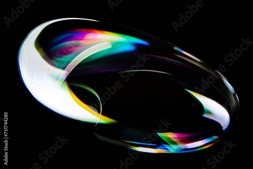 glass liquid abstract  fluid shape with holographic effect isolated on black background