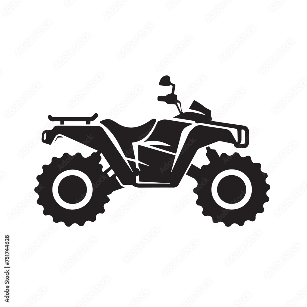Obraz premium Quad bike in cartoon, doodle style . Image for t-shirt, web, mobile apps and ui. Isolated 2d vector illustration in logo, icon, sketch style, Eps 10, black and white. AI Generative
