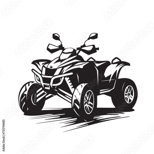Quad bike in cartoon, doodle style . Image for t-shirt, web, mobile apps and ui. Isolated 2d vector illustration in logo, icon, sketch style, Eps 10, black and white. AI Generative