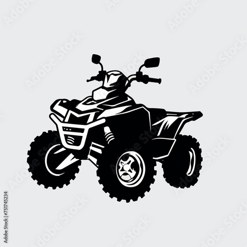 Quad bike in cartoon  doodle style . Image for t-shirt  web  mobile apps and ui. Isolated 2d vector illustration in logo  icon  sketch style  Eps 10  black and white. AI Generative