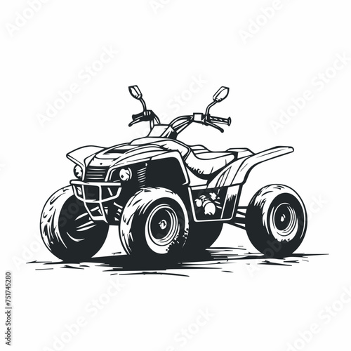 Quad bike in cartoon, doodle style. Image for t-shirt, web, mobile apps and ui. Isolated 2d vector illustration in logo, icon, sketch style, Eps 10. AI Generative