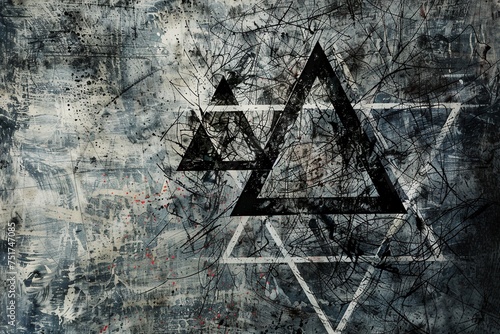 An illustration presenting the organizational structure of a conspiracy theory in raw, edgy artwork, accentuated with scratches for a rugged aestheti